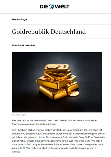 Repubblica dorata tedesca - Nessun popolo acquista tanto oro quanto i tedeschi. E non solo in tempi difficili. Psicogramma dell'investitore diffidente